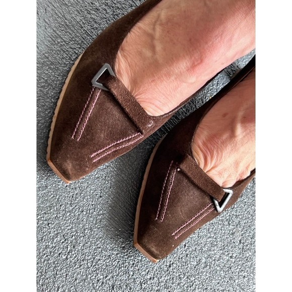 50s Delman VTG Brown Suede Ladies Pump Wood Heel Made in England Suede Sz 7-7.5 - Picture 8 of 11